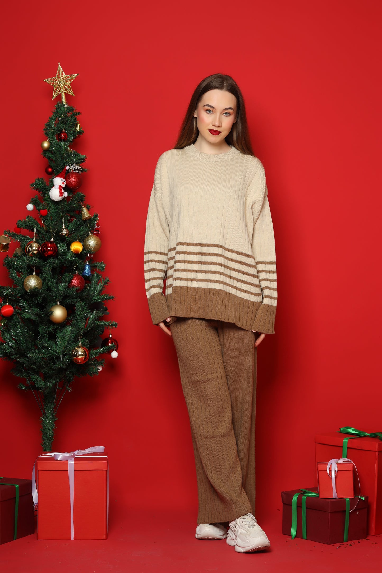 Striped Elegance Knit Set