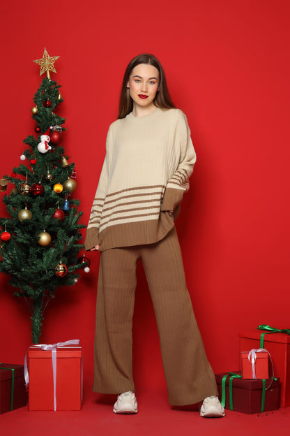 Striped Elegance Knit Set