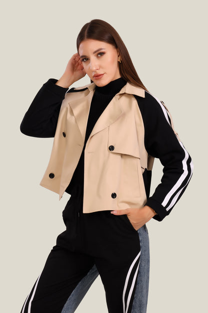 Sporty Trench Jacket with Stripes