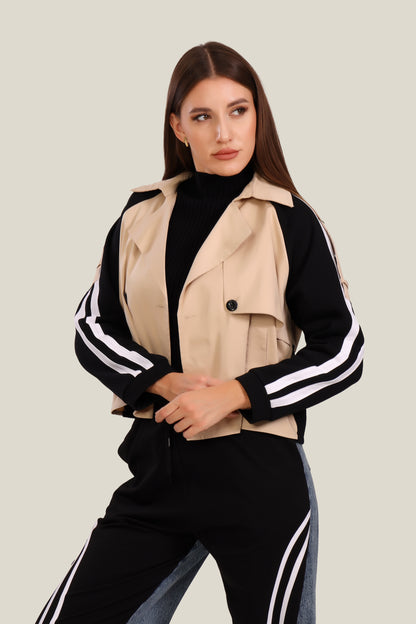 Sporty Trench Jacket with Stripes