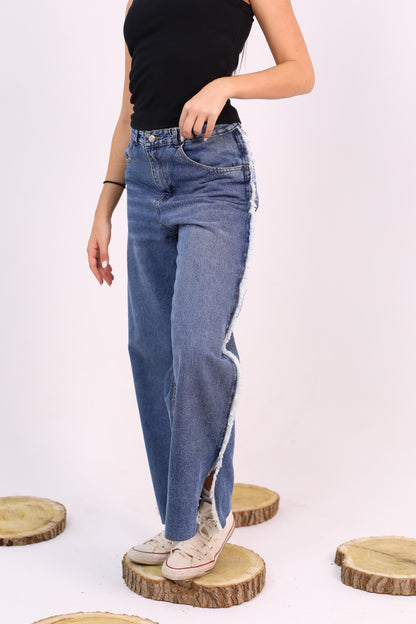 Edge-Cut Wide-Leg Denim