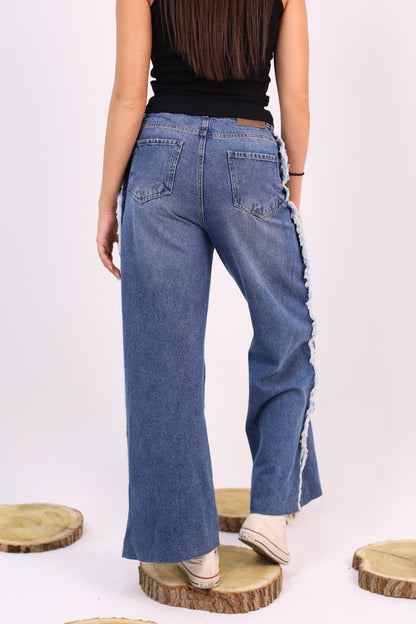 Edge-Cut Wide-Leg Denim