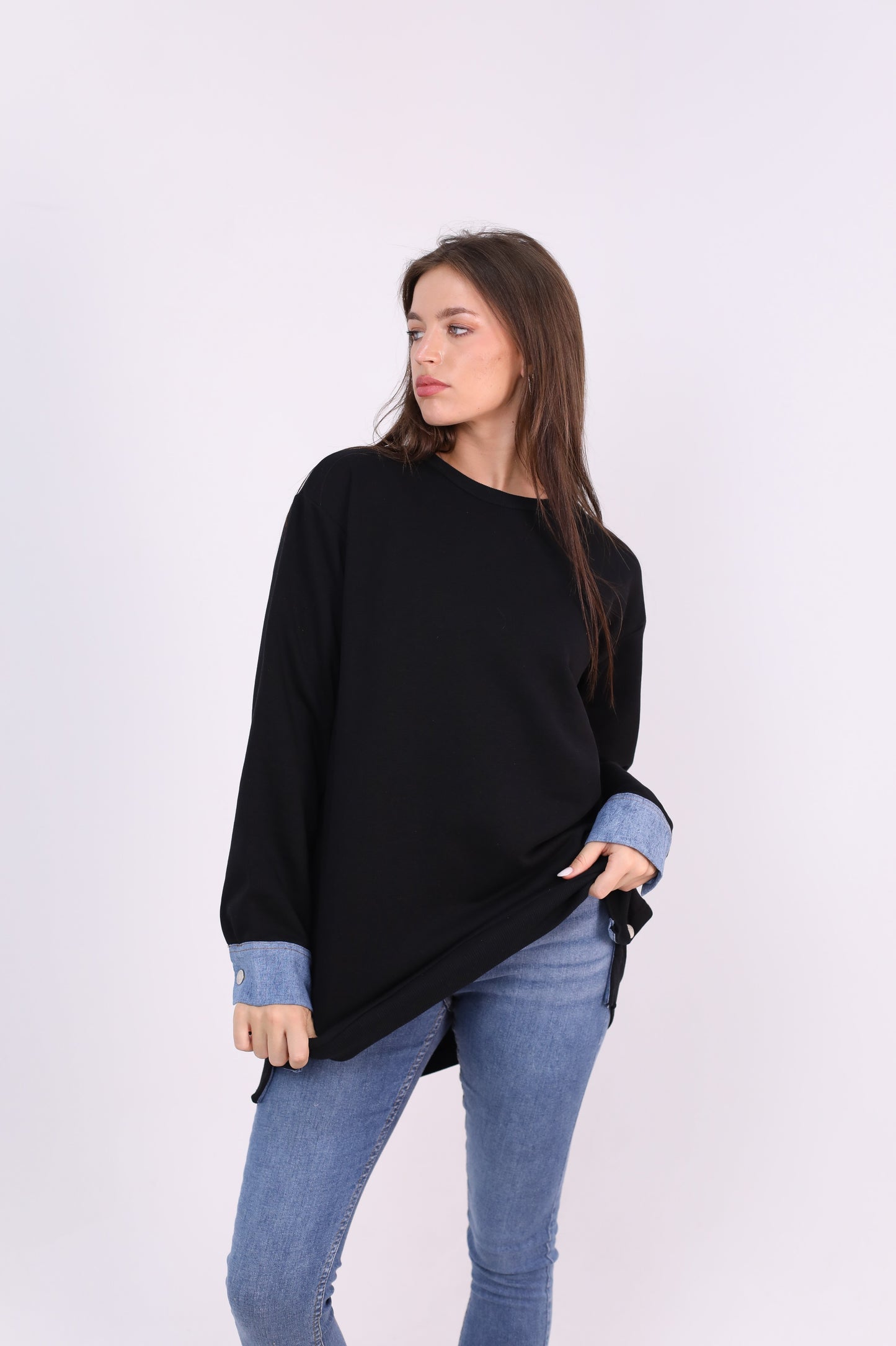 Classic Denim Cuff Sweatshirt