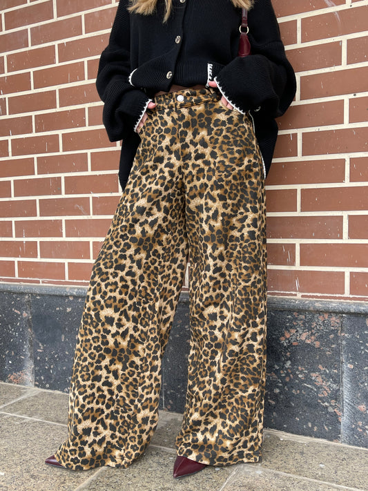 Leopard Wide-Leg Pants