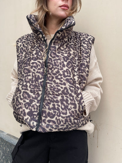 Leopard Puffer Vest