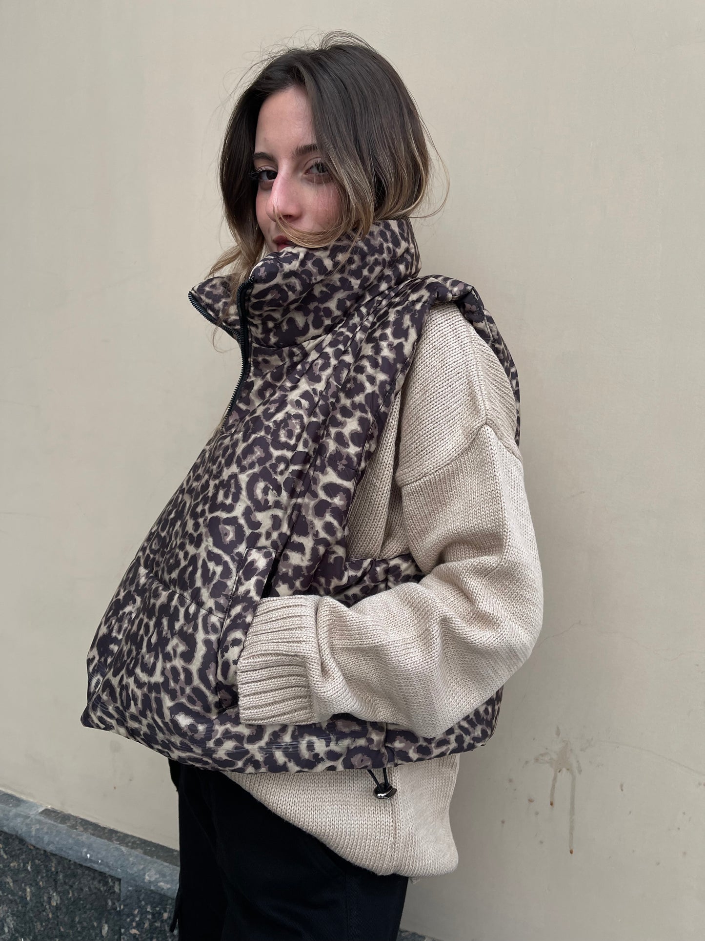 Leopard Puffer Vest