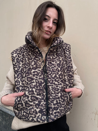 Leopard Puffer Vest