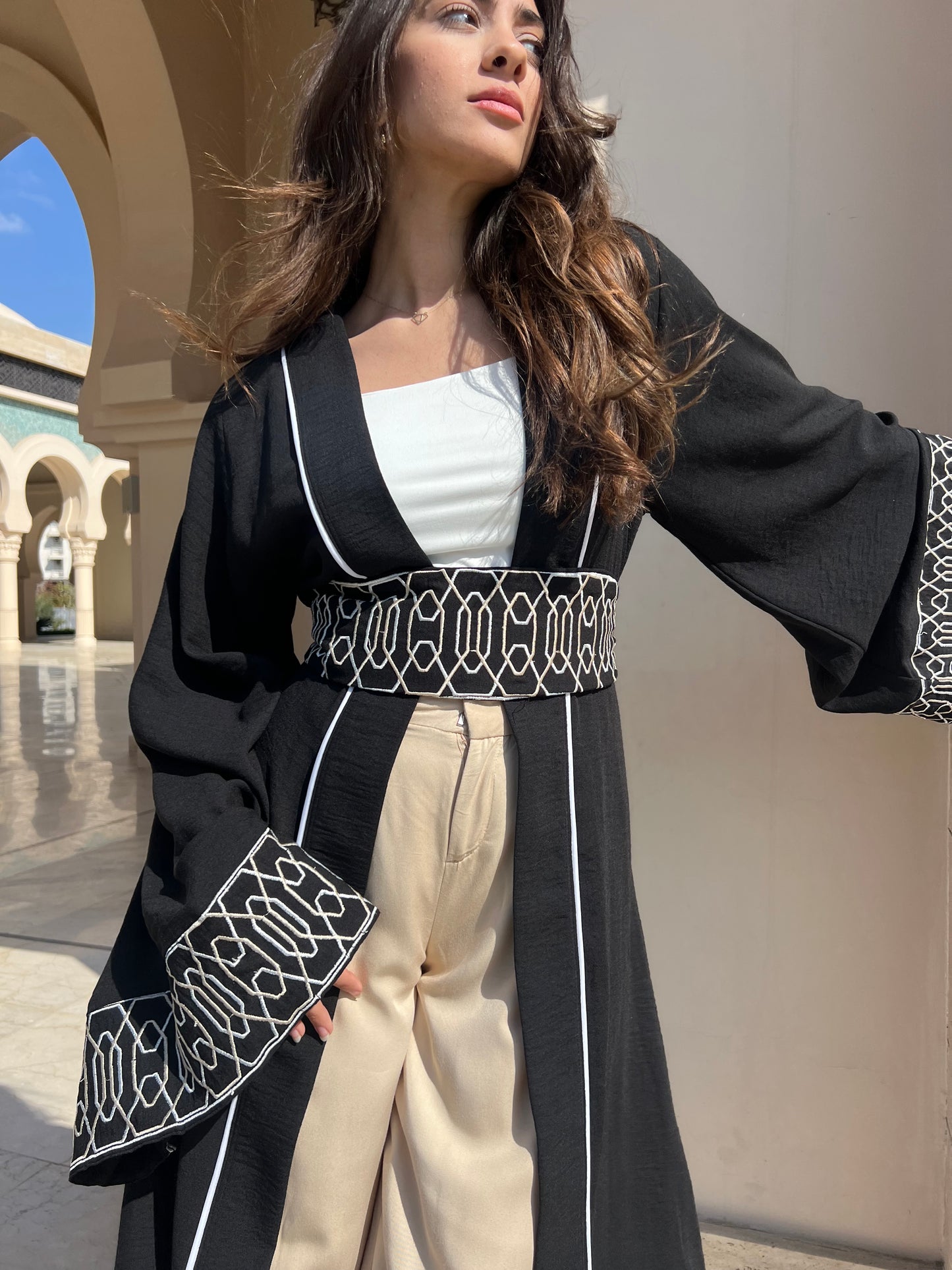 Embroidered Belt Abaya