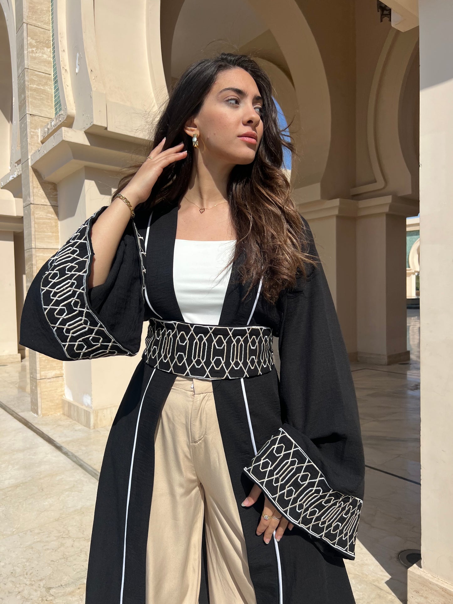 Embroidered Belt Abaya