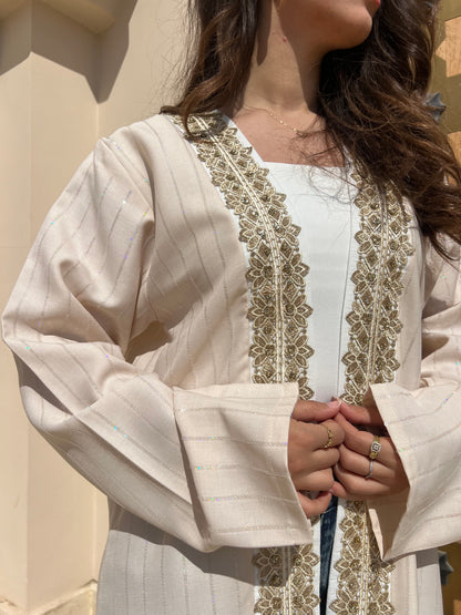 Leaf Embroidered Long Cardigan