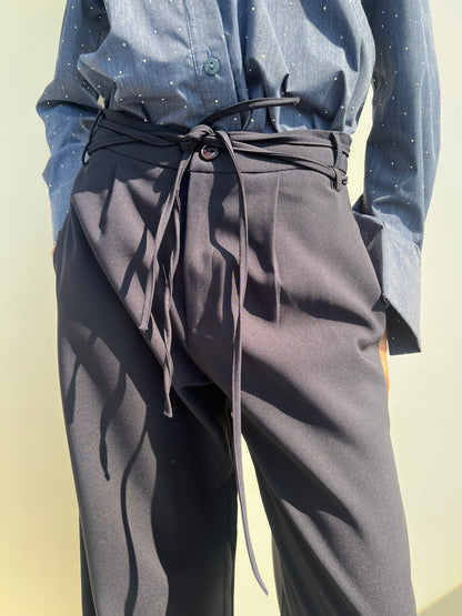 Noir Poise Tie-Waist Trousers