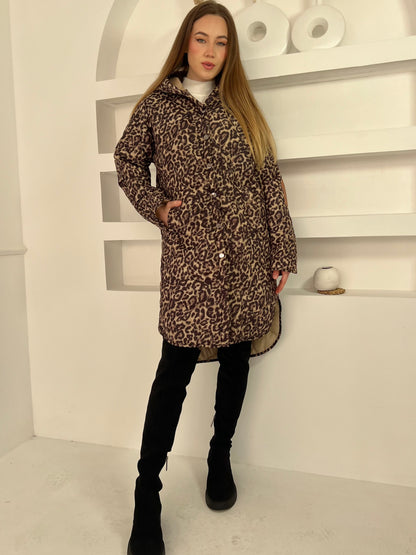 Leopard Puffer Coat