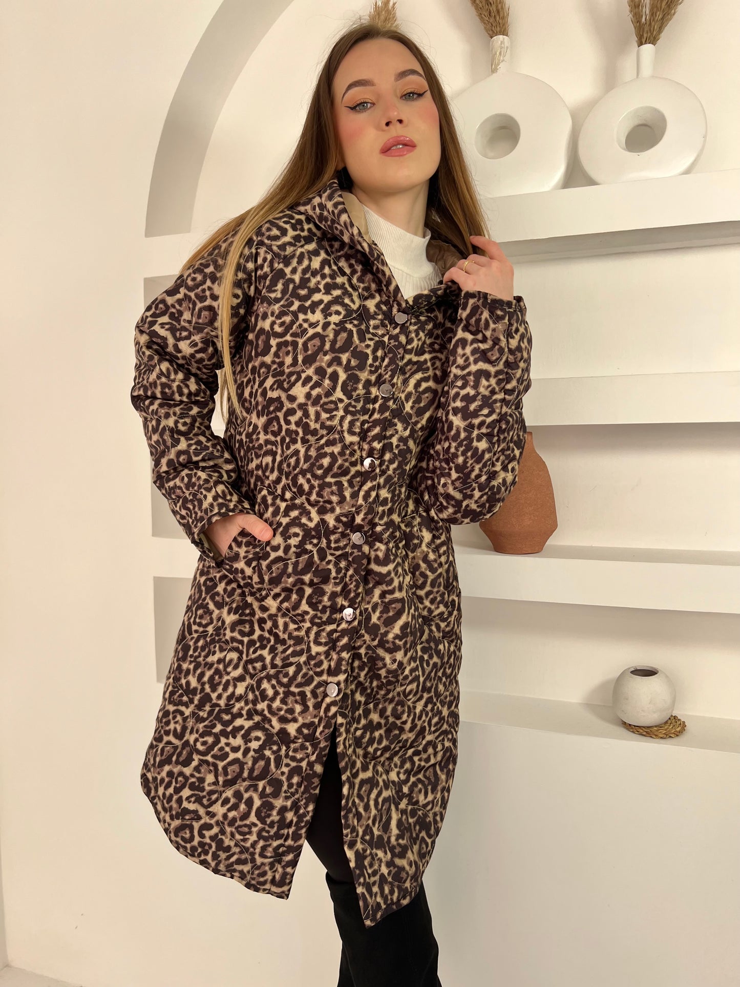 Leopard Puffer Coat