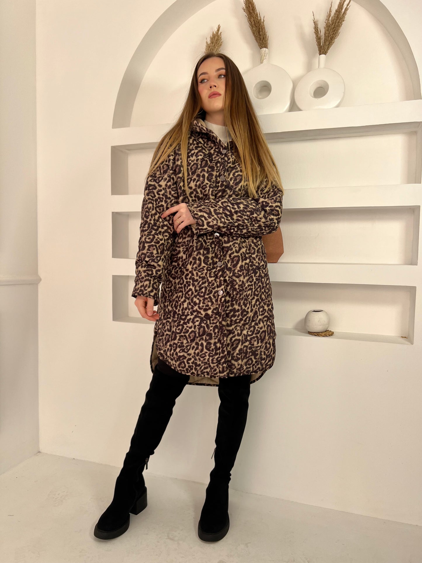 Leopard Puffer Coat