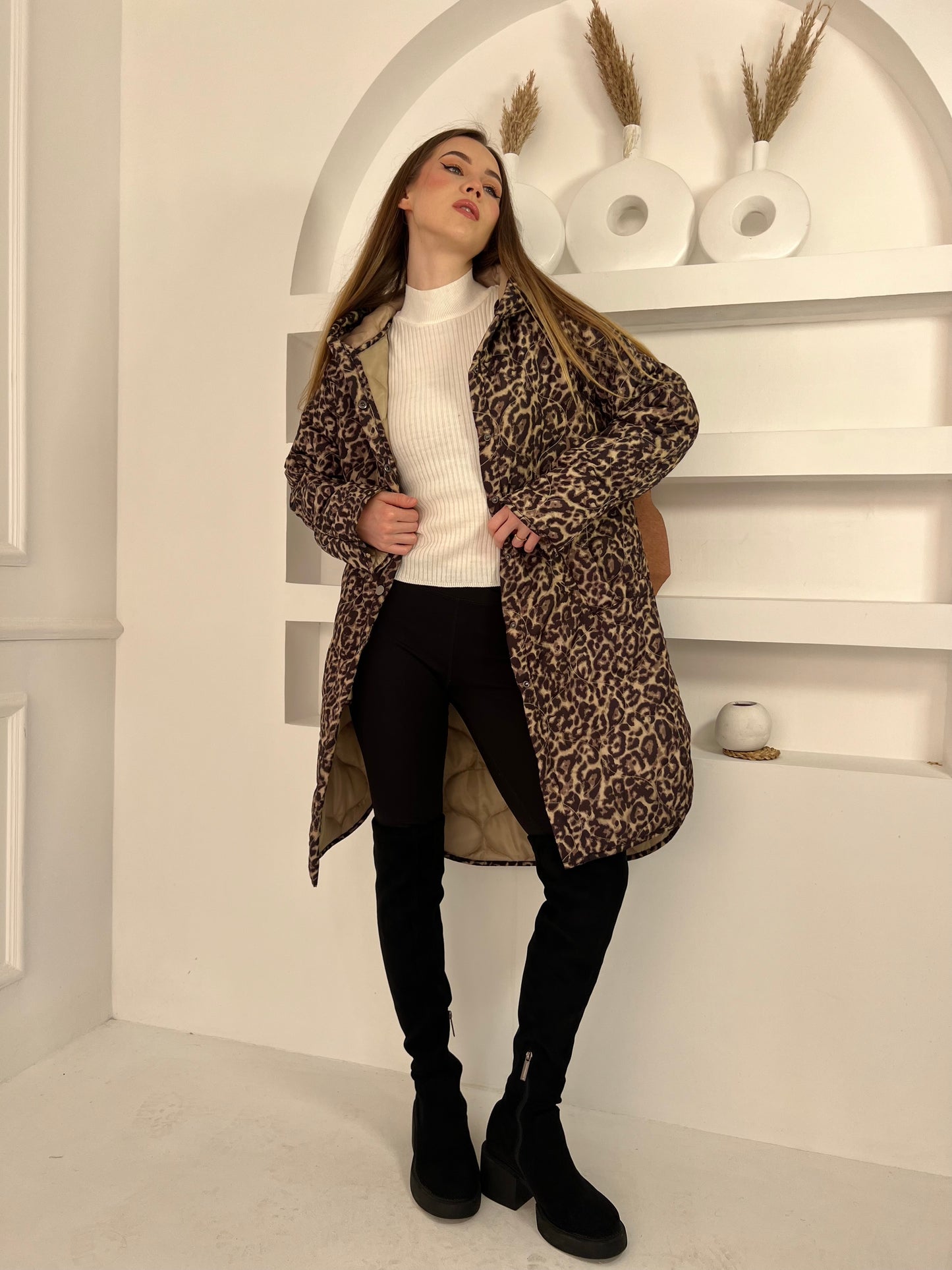 Leopard Puffer Coat