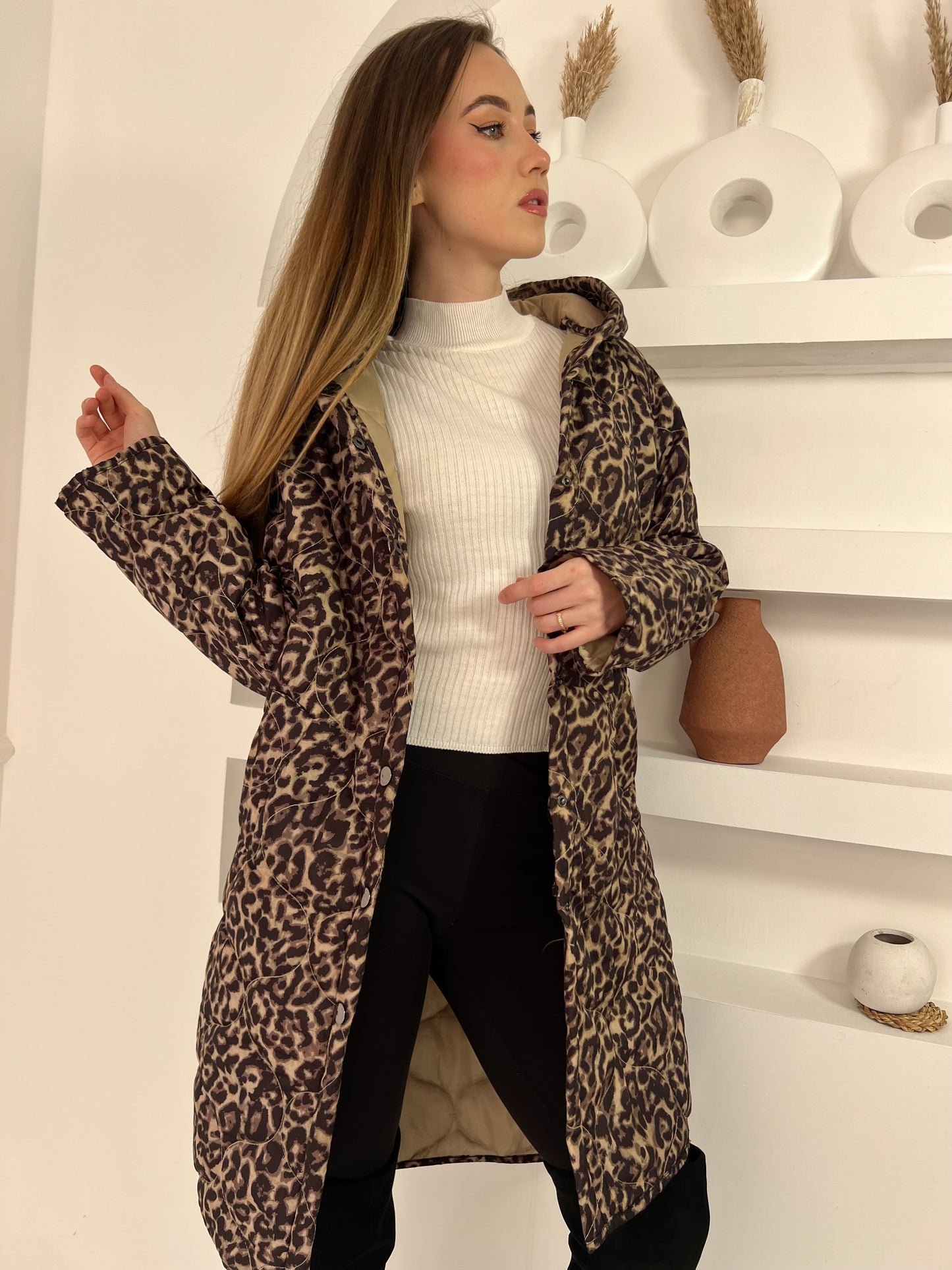 Leopard Puffer Coat