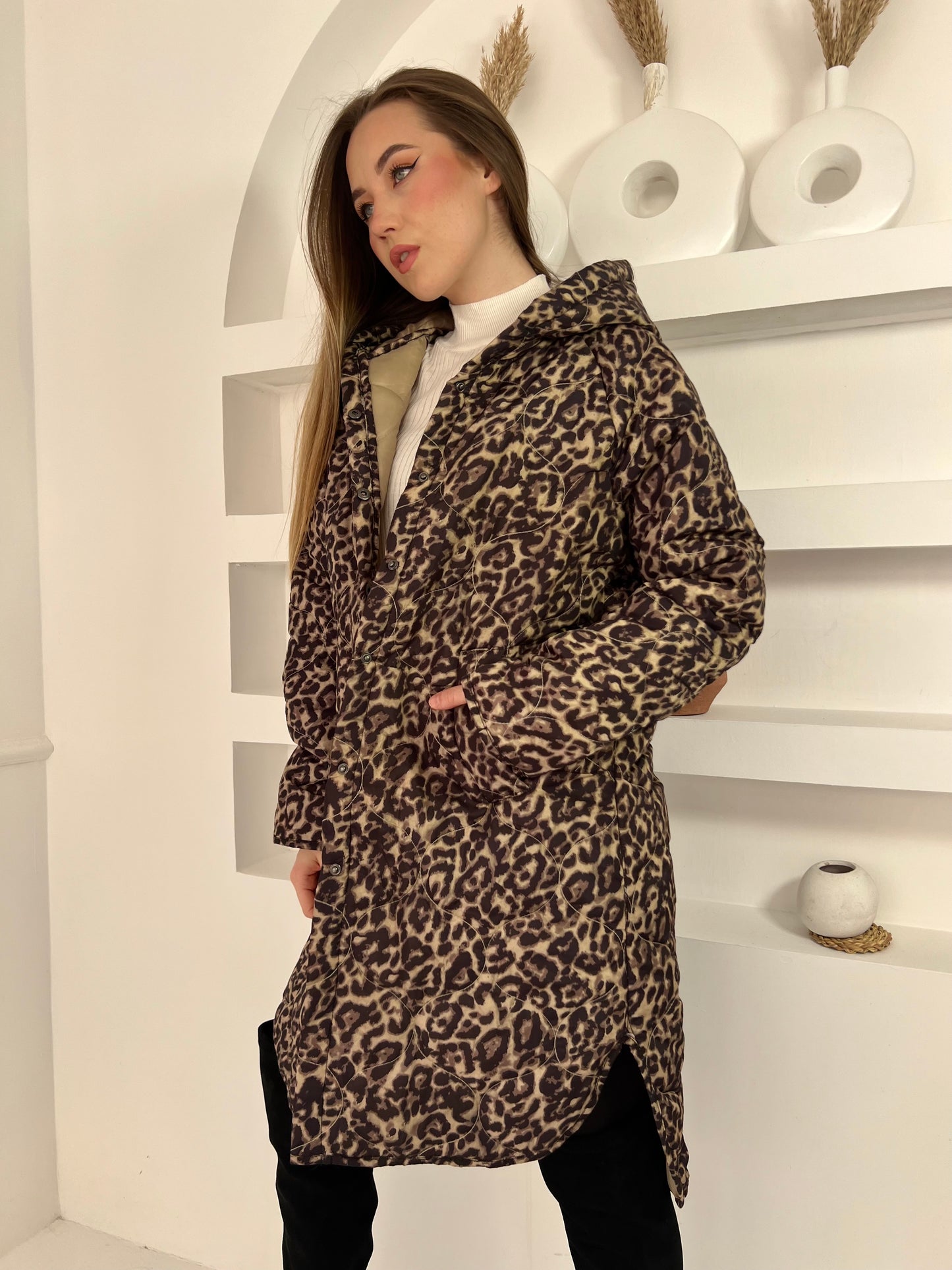 Leopard Puffer Coat