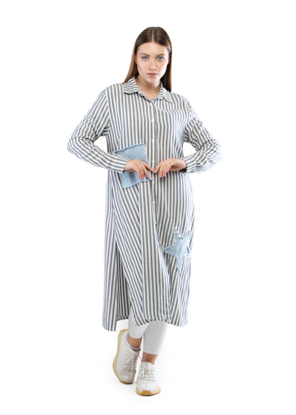 Striped Linen Long Shirt