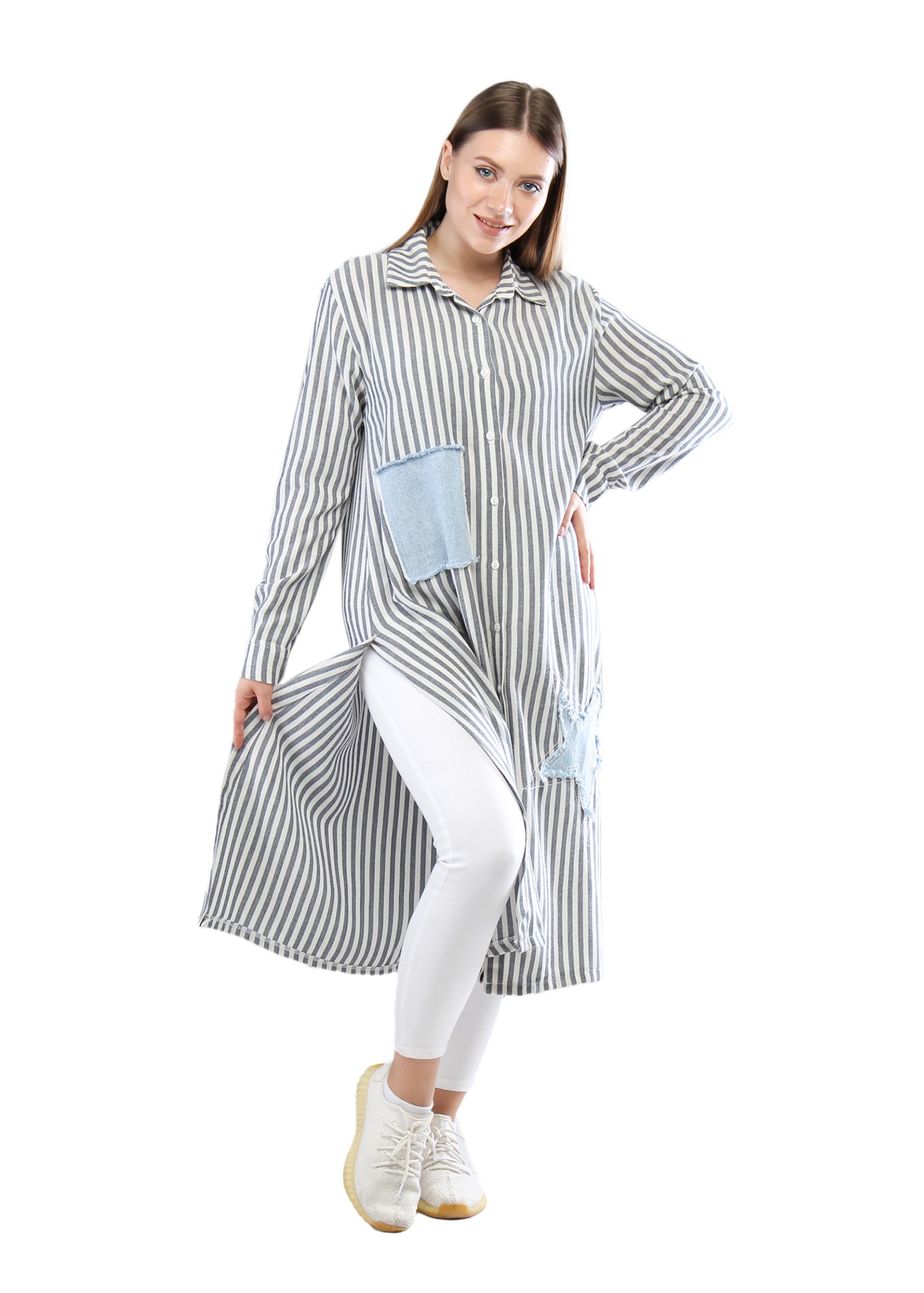Striped Linen Long Shirt